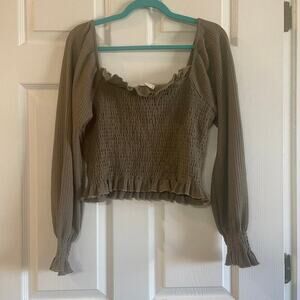 Altar'd State women's long sleeve puff sleeve crop top size Large